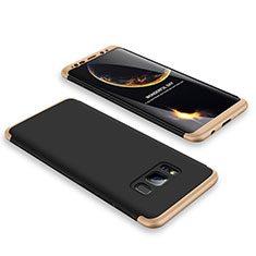 Coque Plastique Mat Protection Integrale 360 Degres Avant et Arriere Etui Housse M01 pour Samsung Galaxy S8 Gold und Schwarz