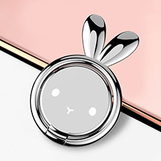 Fingerring Ständer Magnetische Smartphone Halter Halterung Universal S12 für Wiko Rainbow Jam Silber