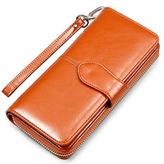 Handtasche Clutch Handbag Hülle Leder Universal für Sharp Aquos R8 Pro Braun