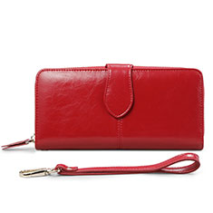 Handtasche Clutch Handbag Hülle Leder Universal für HTC Desire 21 Pro 5G Rot