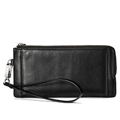Handtasche Clutch Handbag Hülle Leder Universal für Vivo Y35 4G Schwarz