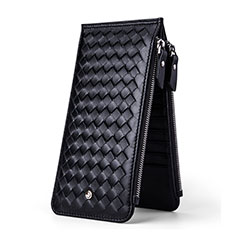 Handtasche Clutch Handbag Leder Diamant Universal für Vivo Y35 4G Schwarz