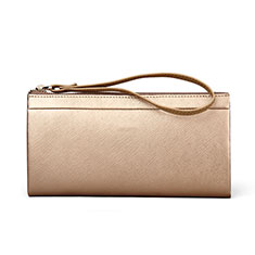 Handtasche Clutch Handbag Leder Silkworm Universal für HTC Desire 21 Pro 5G Gold