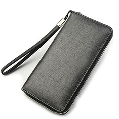 Handtasche Clutch Handbag Leder Silkworm Universal H04 für Samsung Galaxy M40S Grau