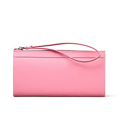 Handtasche Clutch Handbag Leder Silkworm Universal für Sharp Aquos Sense7 Rosa