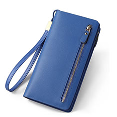 Handtasche Clutch Handbag Leder Silkworm Universal T01 für HTC Desire 21 Pro 5G Blau
