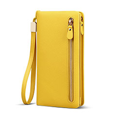 Handtasche Clutch Handbag Leder Silkworm Universal T01 für HTC Desire 21 Pro 5G Gelb