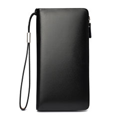 Handtasche Clutch Handbag Schutzhülle Leder Universal H03 für HTC Desire 21 Pro 5G Schwarz