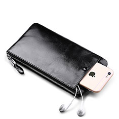 Handtasche Clutch Handbag Schutzhülle Leder Universal H08 für Xiaomi Redmi K40 Pro+ Plus 5G Schwarz