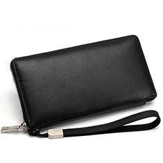 Handtasche Clutch Handbag Schutzhülle Leder Universal H18 für Vivo Y30 5G Schwarz
