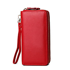 Handtasche Clutch Handbag Schutzhülle Leder Universal H21 für HTC Desire 21 Pro 5G Rot