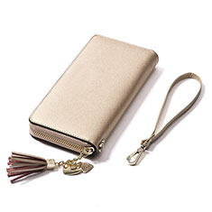 Handtasche Clutch Handbag Schutzhülle Leder Universal H24 für Motorola Moto E40 Gold