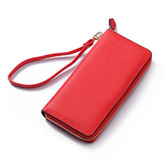 Handtasche Clutch Handbag Schutzhülle Leder Universal H26 für Samsung Galaxy J3 2016 Rot