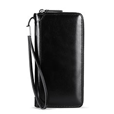 Handtasche Clutch Handbag Schutzhülle Leder Universal H32 für Samsung Galaxy F22 4G Schwarz