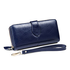 Handtasche Clutch Handbag Schutzhülle Leder Universal H33 für Vivo Y30 5G Blau