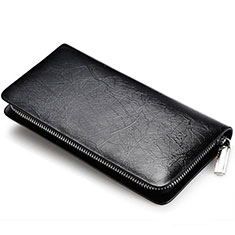 Handtasche Clutch Handbag Schutzhülle Leder Universal H39 für Samsung Galaxy F22 4G Schwarz