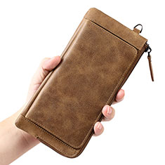 Handtasche Clutch Handbag Schutzhülle Leder Universal K04 für Apple iPhone 14 Pro Max Braun