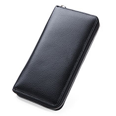 Handtasche Clutch Handbag Schutzhülle Leder Universal K05 für HTC Desire 21 Pro 5G Schwarz