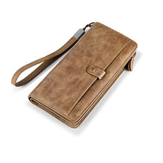 Handtasche Clutch Handbag Schutzhülle Leder Universal K06 für HTC Desire 21 Pro 5G Braun