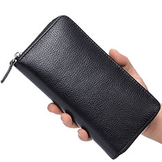 Handtasche Clutch Handbag Schutzhülle Leder Universal K07 für Samsung Galaxy F22 4G Schwarz