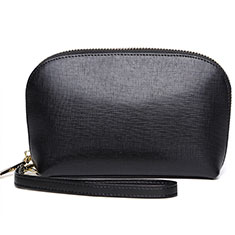 Handtasche Clutch Handbag Schutzhülle Leder Universal K08 für Sharp Aquos R8 Pro Schwarz