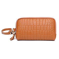 Handtasche Clutch Handbag Schutzhülle Leder Universal K09 für Sharp Aquos R7s Orange