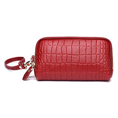 Handtasche Clutch Handbag Schutzhülle Leder Universal K09 für HTC Desire 21 Pro 5G Rot