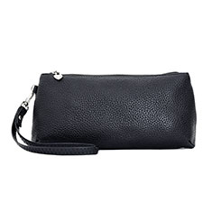 Handtasche Clutch Handbag Schutzhülle Leder Universal K12 für Samsung Galaxy F22 4G Schwarz