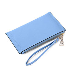 Handtasche Clutch Handbag Schutzhülle Leder Universal K15 für Sharp Aquos R7s Blau