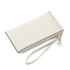 Handtasche Clutch Handbag Schutzhülle Leder Universal K15 für Sharp Aquos R6 Weiß