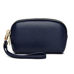 Handtasche Clutch Handbag Schutzhülle Leder Universal K16 für Sharp Aquos R8 Pro Blau
