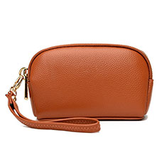 Handtasche Clutch Handbag Schutzhülle Leder Universal K16 für HTC Desire 21 Pro 5G Orange