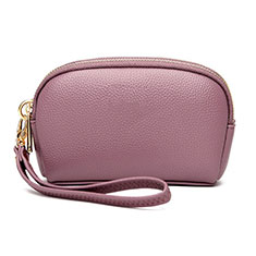 Handtasche Clutch Handbag Schutzhülle Leder Universal K16 für Samsung Galaxy F12 Rosegold