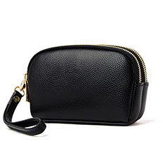 Handtasche Clutch Handbag Schutzhülle Leder Universal K16 für Vivo Y35 4G Schwarz