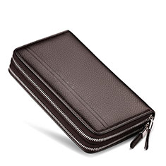 Handtasche Clutch Handbag Schutzhülle Leder Universal N01 für Sharp Aquos R7s Braun