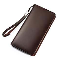 Handtasche Clutch Handbag Tasche Leder Universal H03 für HTC Desire 21 Pro 5G Braun