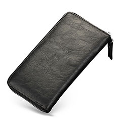 Handtasche Clutch Handbag Tasche Leder Universal H09 für Samsung Galaxy F22 4G Schwarz