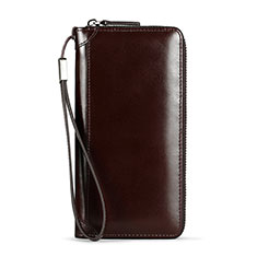 Handtasche Clutch Handbag Tasche Leder Universal H11 für Sharp Aquos R7s Braun
