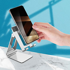 Handy Ständer Smartphone Halter Halterung Stand Universal N17 für Vivo iQOO U3 5G Silber