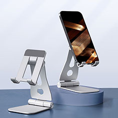 Handy Ständer Smartphone Halter Halterung Stand Universal N19 für Samsung Galaxy A12 Nacho Silber