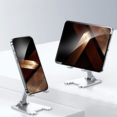 Handy Ständer Smartphone Halter Halterung Stand Universal N23 für Samsung Galaxy A6 Plus Silber