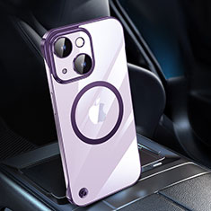 Handyhülle Hülle Crystal Hartschalen Tasche Schutzhülle mit Mag-Safe Magnetic Magnetisch für Apple iPhone 14 Violett