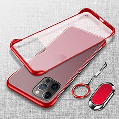 Handyhülle Hülle Crystal Hartschalen Tasche Schutzhülle mit Magnetisch Fingerring Ständer für Apple iPhone 13 Pro Rot