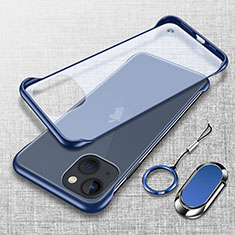 Handyhülle Hülle Crystal Hartschalen Tasche Schutzhülle mit Magnetisch Fingerring Ständer für Apple iPhone 15 Blau