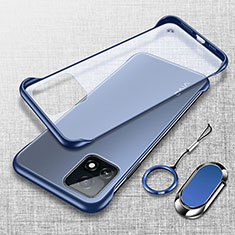 Handyhülle Hülle Crystal Rahmenlos Hartschalen Tasche Schutzhülle mit Magnetisch Fingerring Ständer für Vivo Y31s 5G Blau