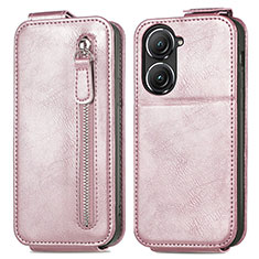 Handyhülle Hülle Flip Tasche Leder für Asus Zenfone 9 Rosegold