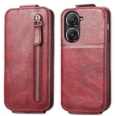 Handyhülle Hülle Flip Tasche Leder für Asus Zenfone 9 Rot