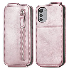 Handyhülle Hülle Flip Tasche Leder für Motorola Moto E32s Rosegold