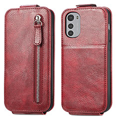 Handyhülle Hülle Flip Tasche Leder für Motorola Moto E32s Rot