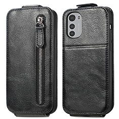 Handyhülle Hülle Flip Tasche Leder für Motorola Moto E32s Schwarz